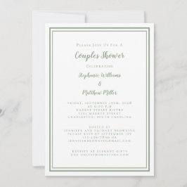 Invitación Parejas Bodas Ducha Compromiso Sage Blanco Verde