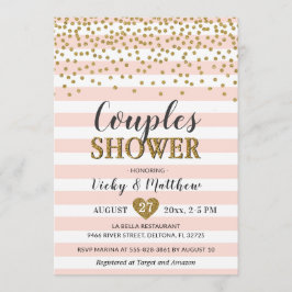 Invitación Parejas Bodas Ducha Rubor Pink Gold Confetti