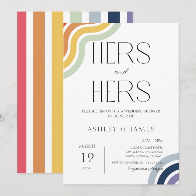 Invitación Parejas Bodas lesbianas gay duchan sus vidas y las (Anverso / Reverso)