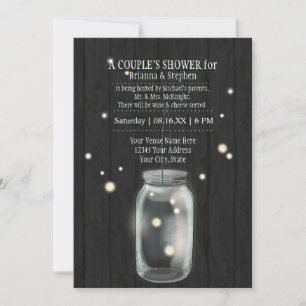 Invitación Parejas Bridal Shower w Mason Jar n Fireflies