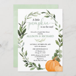 Invitación Parejas caídas ducha de bebé, calabazas neutrales