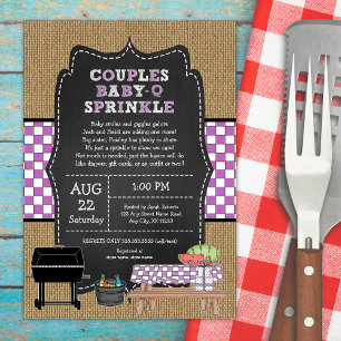 Invitación Parejas chicas Bebé Q Sprinkle, BBQ ducha bebé