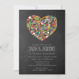 Invitación Parejas Cocina Ducha Fiesta de pizarra rústica