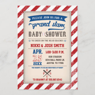 Invitación Parejas Coed Baseball Baby Shower Vintage