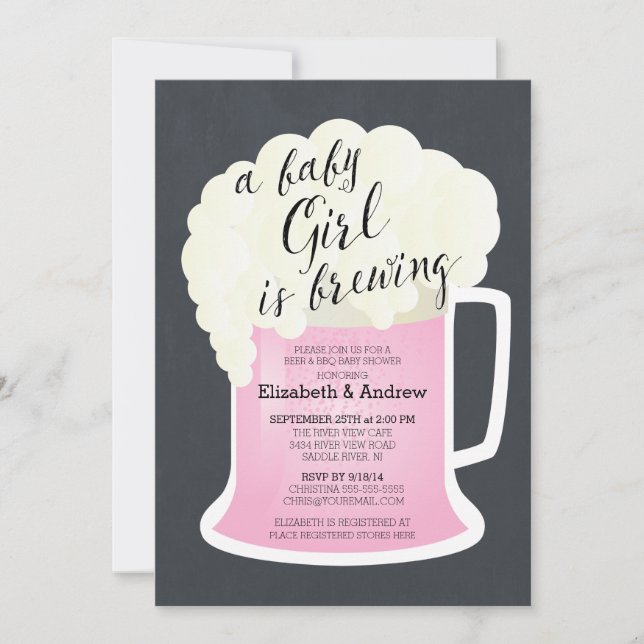 Invitación Parejas Cutas Chicas Baby Shower Beber (Anverso)