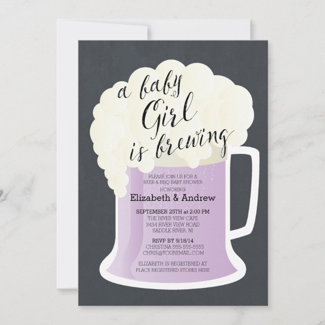 Invitación Parejas Cutas Chicas Baby Shower Beber (Anverso)