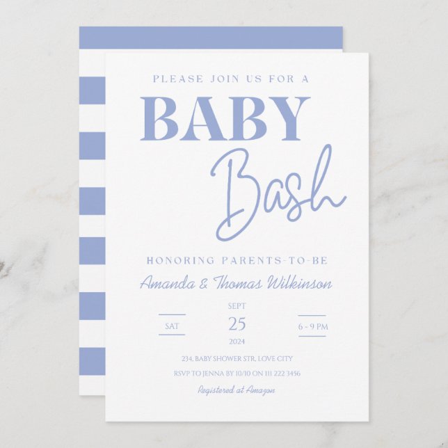 Invitación Parejas de Baby Bash minimalistas Baby Shower (Anverso / Reverso)