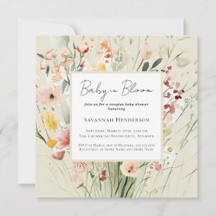 Invitación Parejas de bebé florido silvestre en Bloom Baby Sh