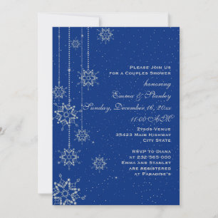 Invitación Parejas de boda azul cristalino con copas de nieve