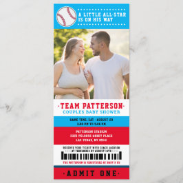 Invitación Parejas de boletos de béisbol azul rojo Baby Showe