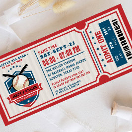 Invitación Parejas de boletos de béisbol Red Vintage Baby Sho