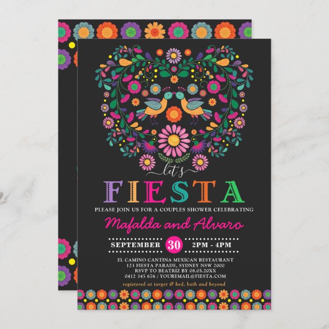 Invitación Parejas de Fiesta vibrantes duchan el compromiso f (Anverso / Reverso)
