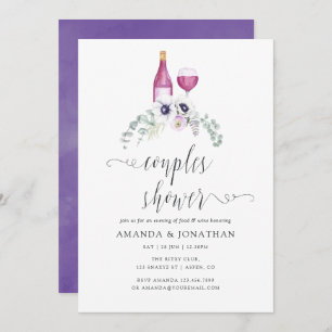 Invitación Parejas De Flor Violeta Y Dusto Ducha Degustación 