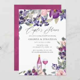 Invitación Parejas de flores violetas y de ciruela ducha degu