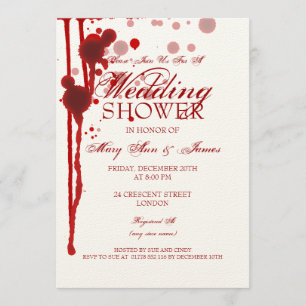 Invitación Parejas de Halloween con vampiros arrojan sangre f