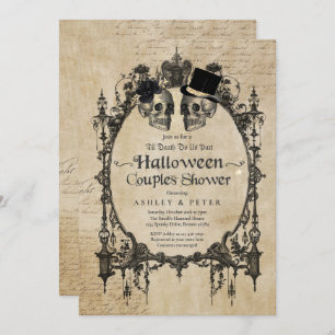 Invitación Parejas de Halloween Ducha Compromiso con cráneo g