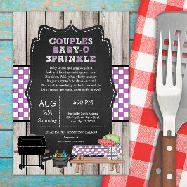 Invitación Parejas De Madera Rústica Bebé Q Sprinkle Shower