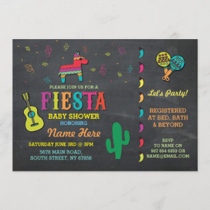 Invitación Parejas de Pinata Fiesta Chalk de Baby Shower Padr