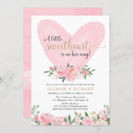 Invitación Parejas de San Valentín ducha de bebé, corazón de