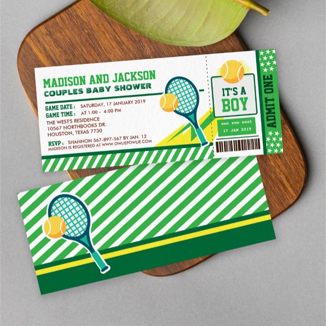 Invitación Parejas de Tennis Ticket Pass Baby Shower (Subido por el creador)