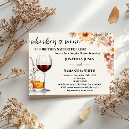 Invitación Parejas de Whiskey & Wine Shower Autumn Wildflower