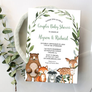 Invitación Parejas de Woodland ducha de bebé, neutra por géne