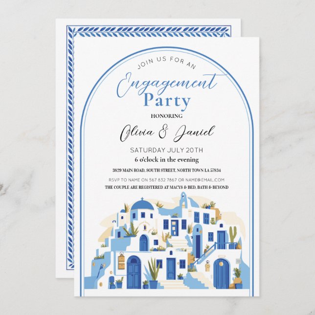 Invitación Parejas del Partido Compromiso Shower Santorini Gr (Anverso / Reverso)