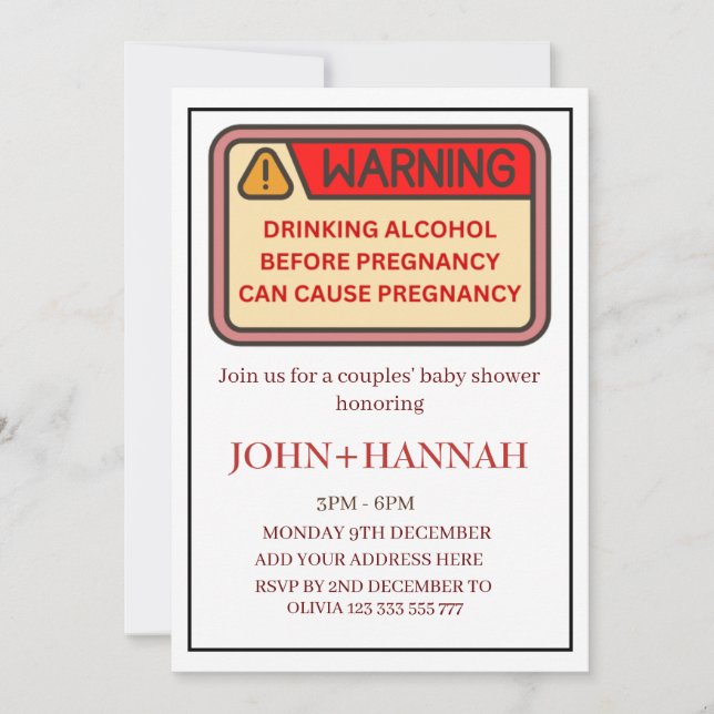 Invitación Parejas del tema de la construcción Baby Shower di (Anverso)