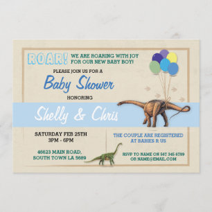 Invitación Parejas Dinosaurios Baby Shower es un niño Invitac
