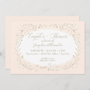 Invitación Parejas Ducha Agua Moderna Foliage Wreath