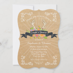 Invitación Parejas Ducha Antler Wildflower Starburst Rustic