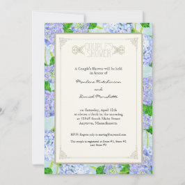 Invitación Parejas Ducha Azul Hidrangea Lace Floral Formal