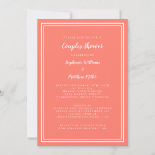 Invitación Parejas Ducha Boda Compromiso Coral Blanco