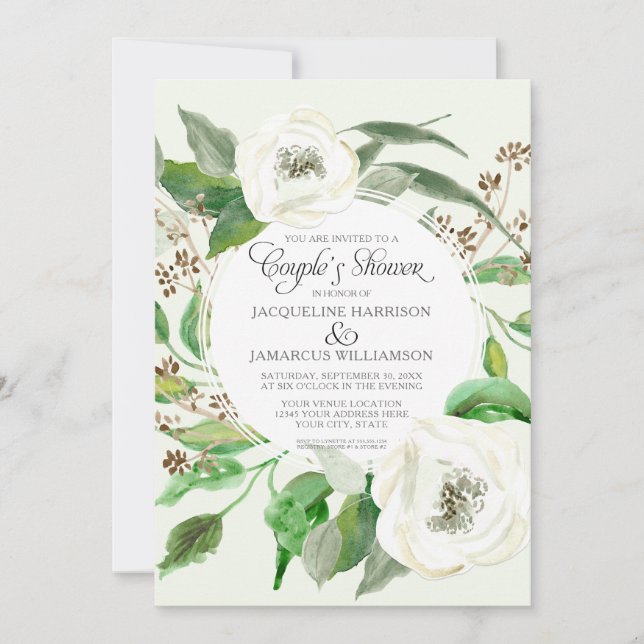 Invitación Parejas Ducha BOHO Eucalyptus Seed Wreath Foliage (Anverso)