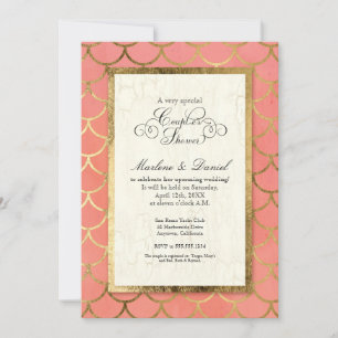 Invitación Parejas Ducha Bridal Ducha Geométrica Shell Gold