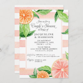 Invitación Parejas Ducha Citrus Pink Grapefruth Watercolor