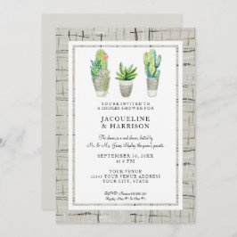 Invitación Parejas Ducha Desierto Pintado Suculento y Cactus