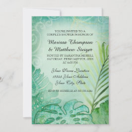 Invitación Parejas Ducha Flor Tropical Tropical Palm Leaf Swi