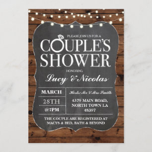 Invitación Parejas Ducha Iluminación de cadenas de talla Invi