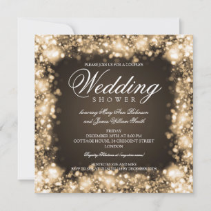 Invitación Parejas Ducha Luces de Deslumbramiento Gold
