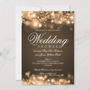 Invitación Parejas Ducha Luces de Deslumbramiento Gold
