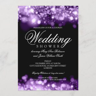 Invitación Parejas Ducha Luces esparcen morado