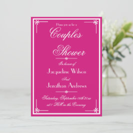 Invitación Parejas Ducha Moda Script Nombres Magenta Elegante