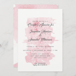 Invitación Parejas Ducha Moderna Sencilla Acuarela Lavado ros
