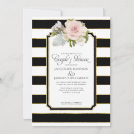 Invitación Parejas Ducha Script Typografía Arte Moderno Deco
