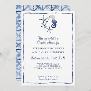 Invitación Parejas Ducha Shibori Seahori Starfish Beach Art