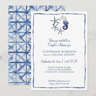 Invitación Parejas Ducha Shibori Seahori Starfish Beach Art