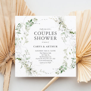 Invitación Parejas Ducha Vegetación Moderna
