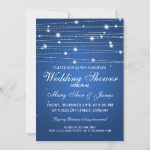 Invitación Parejas Elegantes Ducha Sparkling Lines Sapphire
