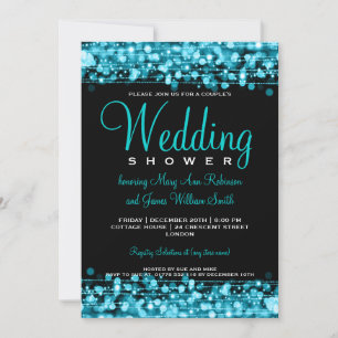 Invitación Parejas Elegantes Fiesta Ducha Deslumbrar Turquesa